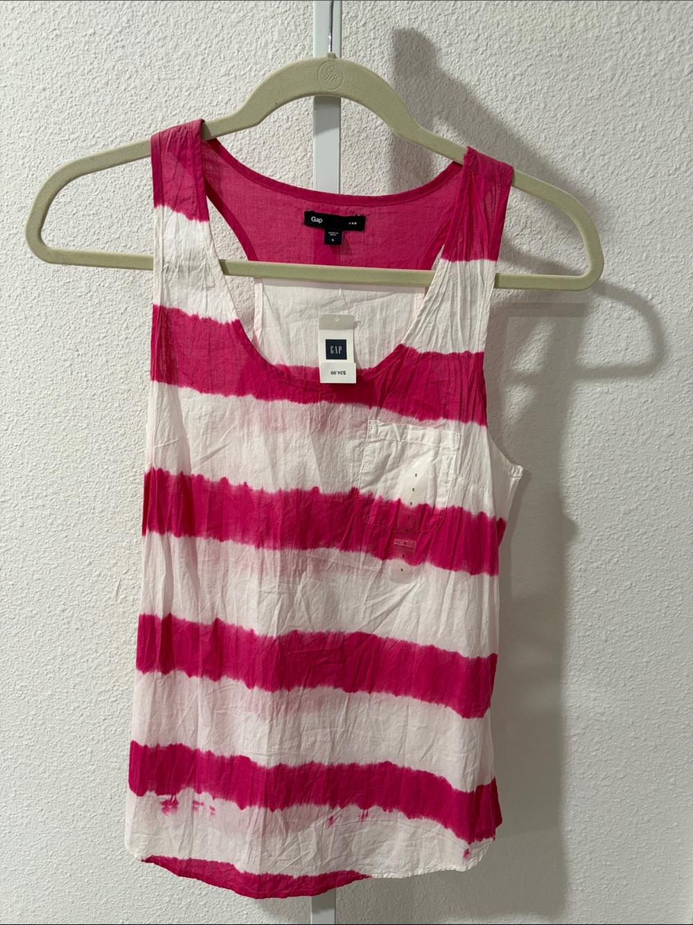 GAP Pink and White Striped Scoop Neck Tank